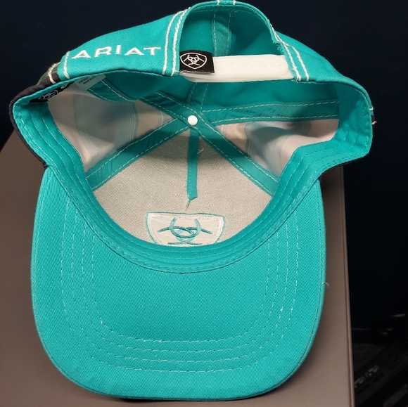 Ariat serape stripe turquoise baseball Hat style cap Blue Green Red Aztec Skater - Picture 7 of 7